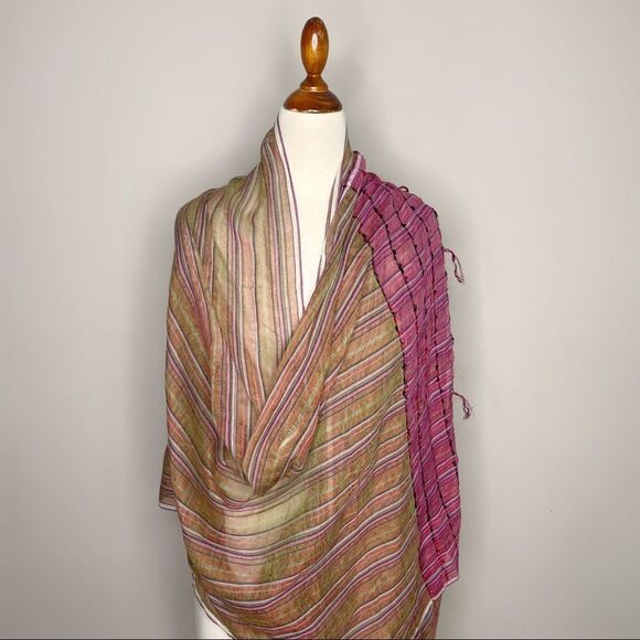 NWT Open Hand Designs Multicolor Lightweight Handloomed Scarf Wrap Fringe 27x78 - Picture 4 of 8
